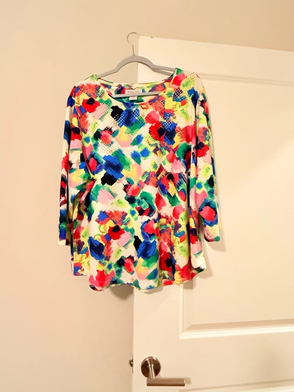 Allison Daley Multicolor Brushstroke Long-Sleeve Top - Picture 6 of 8